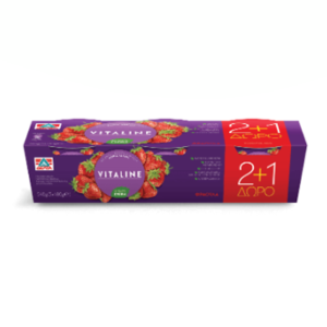 ΔΕΛΤΑ Vitaline με Κομμάτια Φράουλα  -  Vitaline with Strawberry Chunks 3x180gr (2+1 Free)