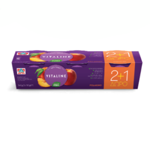 ΔΕΛΤΑ Vitaline με Κομμάτια Ροδάκινο -  Vitaline with Peach fruits Chunks 3x180gr (2+1 Free)